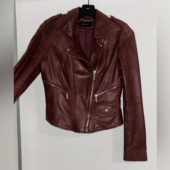 Karen Millen Jackets & Blazers - Burgundy real leather jacket